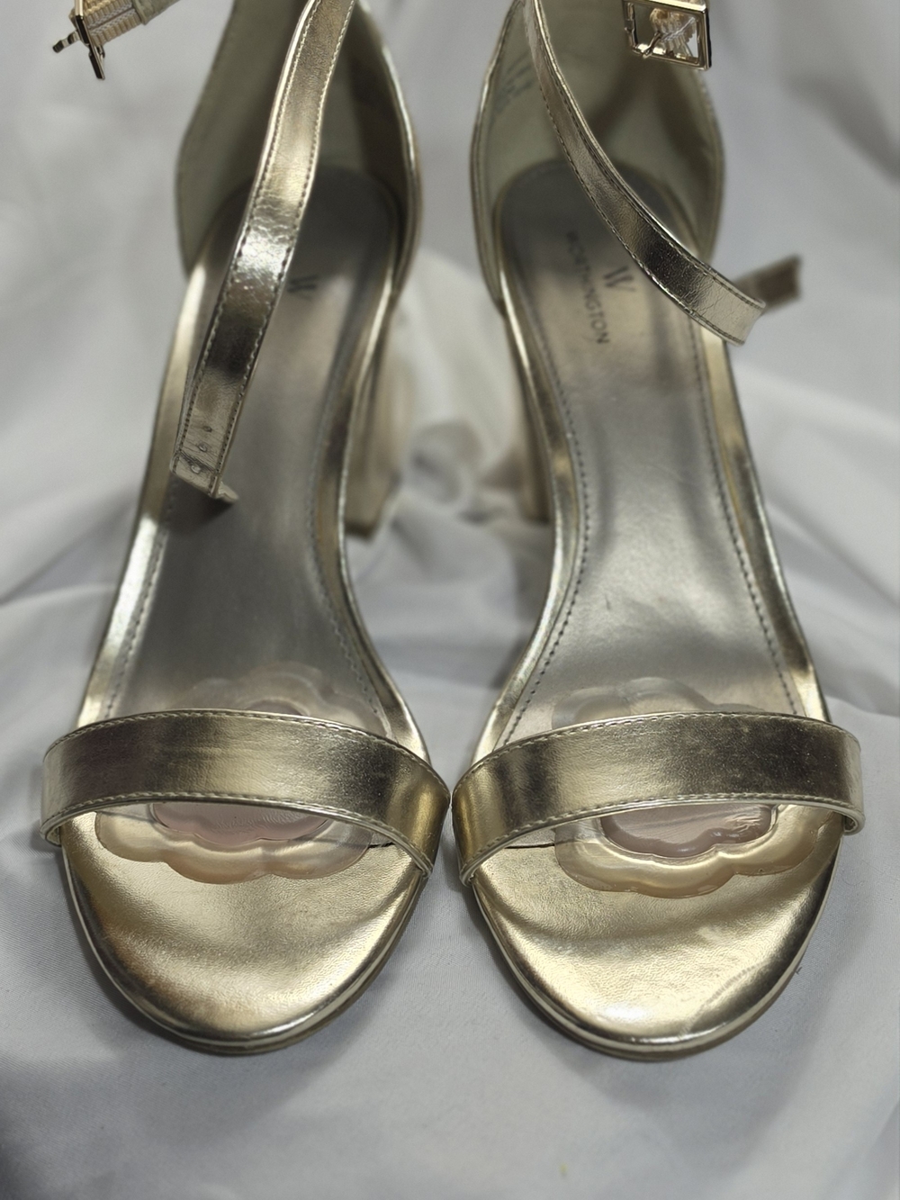 Worthington Metallic Gold Open-Toe Ankle-Strap Heels
